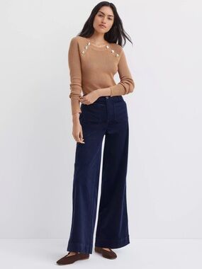 LOFT Palmer Wide Leg Corduroy Pants – Deep Space Blue| Chic & Comfortable